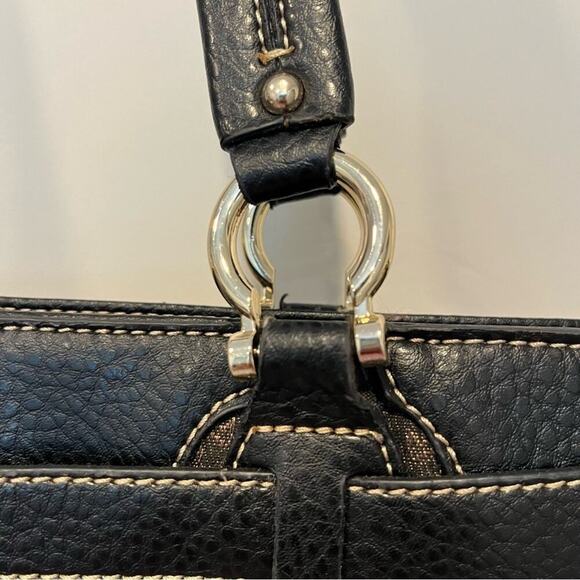 Etienne Aigner Handbag Shoulder Purse Signature Canvas Logo Leather Brown Gold - Picture 6 of 12